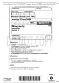 Pearson Edexcel A Level 3 GCE &lpar;9GE0&sol;02&rpar; Geography Advanced PAPER 2 &plus; mark scheme May 2024