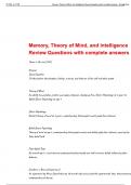 Memory&comma; Theory of Mind&comma; and Intelligence Review Questions with complete answers&period;