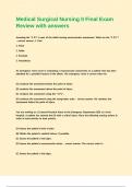 Medical Surgical Nursing II Final Exam Review with answers