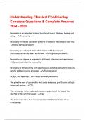 Understanding Classical Conditioning Concepts Questions & Complete Answers 2024 - 2025