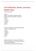 Unit 8 Motivation&comma; Emotion&comma; and Stress Multiple Choice