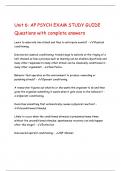 Unit 6 AP PSYCH EXAM STUDY GUIDE Questions with complete answers