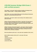 LPN-RN Summer Bridge 2024 Exam 1 with verified answers