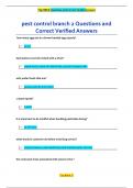 pest control branch 2 Questions and  Correct Verified Answer