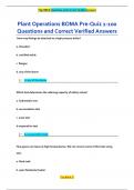 Plant Operations BOMA Pre-Quiz 1-100 Questions and Correct Verified Answers