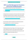 PMT 0170 Risk Management Exam Questions and Correct Verified Answer