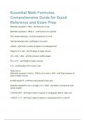 Essential Math Formulas&lowbar; Comprehensive Guide for Quick Reference and Exam Prep 