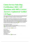 Cintas Service Sales Rep Certification &lowbar; 2023 &lowbar; 125 Questions with 100- Correct Answers &lowbar;