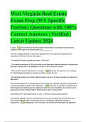 West Virginia Real Estate Exam Prep &lpar;WV Specific Portion&rpar; Questions with 100- Correct