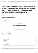 FTCE MIDDLE GRADES SOCIAL SCIENCES 5-9 EXAM LATEST ACTUAL EXAM 250 QUESTIONS AND CORRECT DETAILED ANSWERS WITH RATIONALES&vert;ALREADY GRADED A&plus;