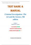 Manual & Test Bank for Criminal Investigation The Art and the Science 9th Edition By Michael D&period; Lyman&comma; Chapters 1-19