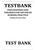 TESTBANK PHILOSOPHIES AND  THEORIES FOR ADVANCED  NURSING PRACTICE 3rd Edition By BJanie B&period; Butts