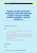 FEDERAL INCOME TAX EXAM 1 QUESTIONS LATEST 2024-2025 AND  CORRECT DETAILED ANSWERS  &lpar;VERIFIED ANSWERS&rpar; &vert;ALREADY  GRADED A&plus;