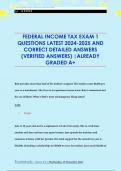 FEDERAL TAXATION EXAM 1 QUESTIONS LATEST 2024-2025 AND  CORRECT DETAILED ANSWERS  &lpar;VERIFIED ANSWERS&rpar; &vert;ALREADY  GRADED A