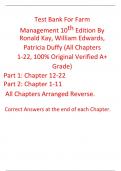 Farm Management 10th Edition By Ronald Kay&comma; William Edwards&comma; Patricia Duffy &lpar;Test Bank&rpar;