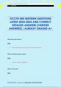 OCCTH 585 MIDTERM QUESTIONS  LATEST 2024-2025 AND CORRECT  DETAILED ANSWERS &lpar;VERIFIED  ANSWERS&rpar; &vert;ALREADY GRADED A&plus;