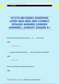 OCCTH 585 NEURO QUESTIONS  LATEST 2024-2025 AND CORRECT  DETAILED ANSWERS &lpar;VERIFIED  ANSWERS&rpar; &vert;ALREADY GRADED A&plus;