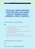 OCCTH 585- NEURO QUESTIONS  LATEST 2024-2025 AND CORRECT  DETAILED ANSWERS &lpar;VERIFIED  ANSWERS&rpar; &vert;ALREADY GRADED A