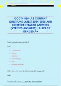 OCCTH 585 LAB CONTENT QUESTIONS LATEST 2024-2025 AND  CORRECT DETAILED ANSWERS  &lpar;VERIFIED ANSWERS&rpar; &vert;ALREADY  GRADED A&plus;
