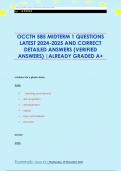 OCCTH 585 MIDTERM 1 QUESTIONS  LATEST 2024-2025 AND CORRECT  DETAILED ANSWERS &lpar;VERIFIED  ANSWERS&rpar; &vert;ALREADY GRADED A&plus;