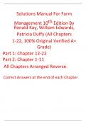 Farm Management 10th Edition By Ronald Kay&comma; William Edwards&comma; Patricia Duffy &lpar;Solutions Manual&rpar;
