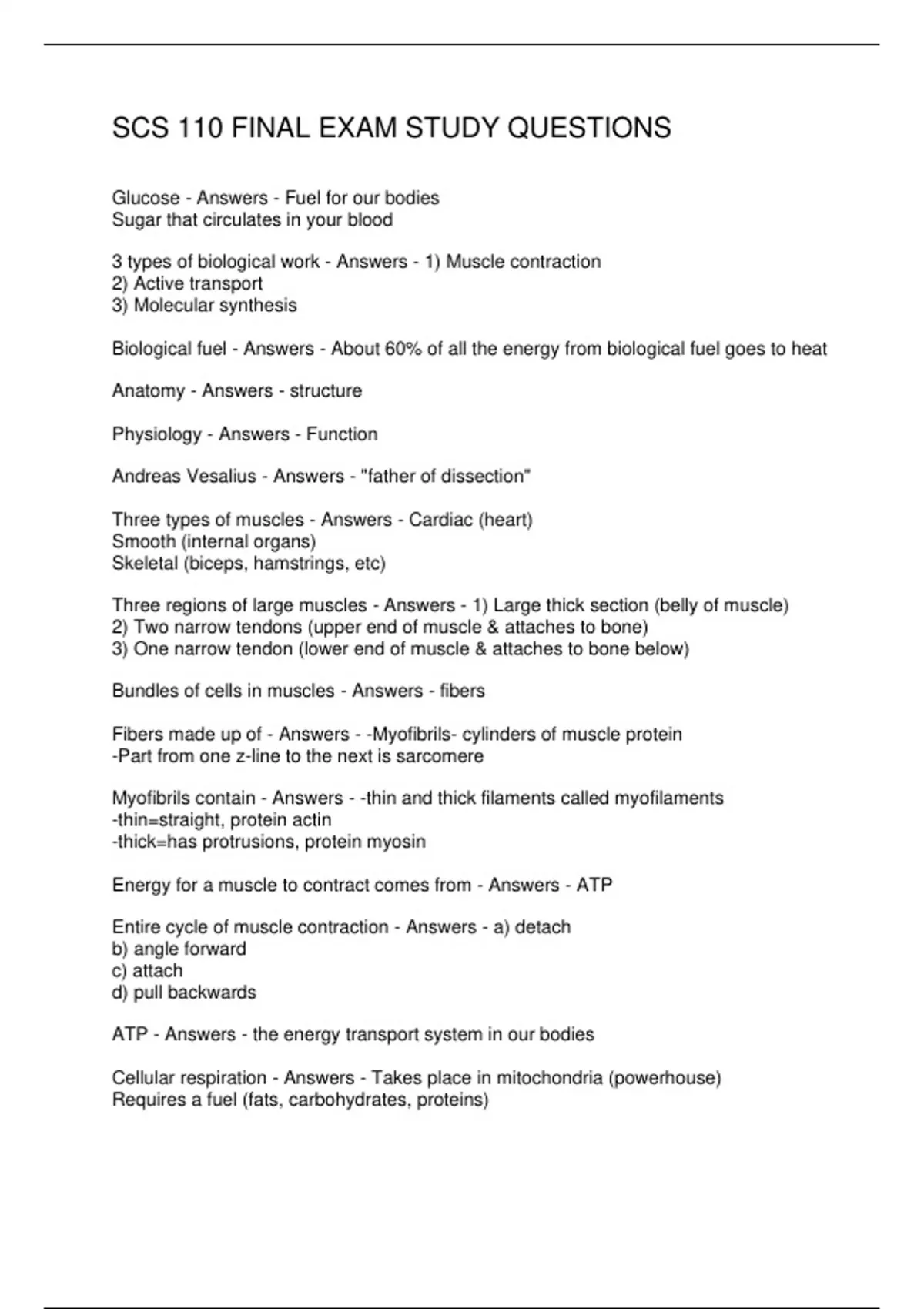 SCS 110 FINAL EXAM STUDY QUESTIONS - SCS - Stuvia US