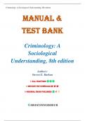 Manual & Test Bank - Criminology A Sociological Understanding 8th Edition By Steven Barkan&comma; Chapters 1-18