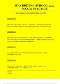  MVA DRIVING SCHOOL FINALS PRACTICE QUESTIONS AND ANSWERS 2025