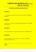  FORTIS MICROBIOLOGY FINAL EXAM QUESTIONS AND ANSWERS 2025