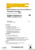 2024 Pearson Edexcel Level 1&sol;Level 2 GCSE  English Language 1EN0&sol;02 PAPER 2&colon;  Contemporary Texts&period; With Marking Scheme  Merged 