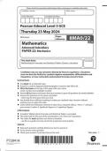 Pearson Edexcel Level 3 GCE Mathematics Advanced Subsidiary PAPER 22&colon; Mechanics  8MA0&sol;22 question paper june 2024 