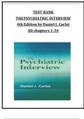 TEST BANK for THEPSYCHIATRIC INTERVIEW 4th Edition by Daniel J&period; Carlat All chapters 1-34 covered
