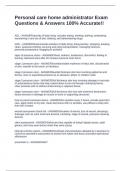 Personal care home administrator Exam Questions & Answers 100&percnt; Accurate&excl;&excl;