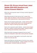 Illinois CDL Drivers Actual Exam Latest  Update 2024-2025 &vert; Illinois CDL Drivers Exam 2025 Questions and  Correct Answers Rated A&plus;