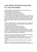 Lewis Medical Surgical Nursing Chap 47&lowbar; Lower GI Problems Questions and Answers &vert;100&percnt; Verified Correct Answers &vert; complete solution &vert; Grade A&plus;