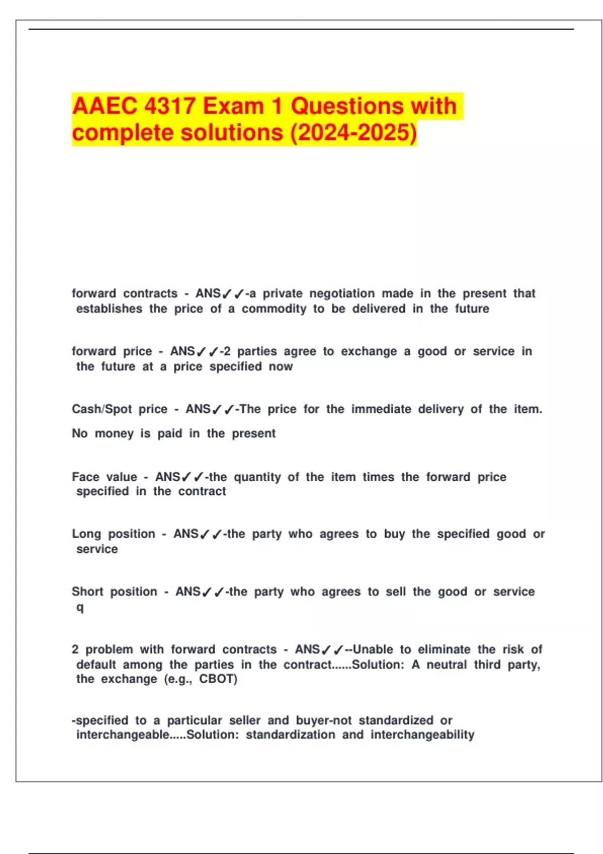 AAEC 4317 Exam 1 Questions with complete solutions () - AAEC 4317 ...