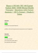 Exam 4&colon; NU160 &sol; NU 160 &lpar;Latest Update 2025 &sol; 2026&rpar; Mental Health Concepts &vert; Questions with Correct Answers &vert; 100 &percnt; Correct &vert; Grade A - Galen