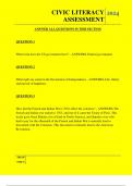 CIVIC LITERACY ASSESSMENT QUESTIONS AND ANSWERS 2025