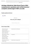 Michigan Esthetician State Board Theory 2024 comprehensive questions and verified answers&sol; complete solutions&vert;get it 100&percnt; accurate