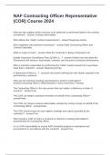 NAF Contracting Officer Representative &lpar;COR&rpar; Course 2024 Questions and Answers 