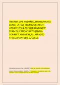 INDIANA LIFE AND HEALTH INSURANCE EXAM&comma; LATEST PREMIUM EXPERT UPDATE&lpar;2024-2025&rpar;&vert;BRAND NEW EXAM QUESTIONS WITH&lpar;100&percnt;&rpar; CORRECT ANSWERS&comma;ALL GRADED A&plus;&vert;GUARANTEED SUCCESS&period;