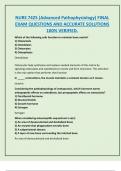 NURS 7425 &lpar;Advanced Pathophysiology&rpar; FINAL  EXAM QUESTIONS AND ACCURATE SOLUTIONS 100&percnt; VERIFIED