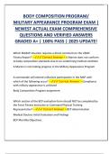 BODY COMPOSITION PROGRAM&sol;  MILITARY APPEARANCE PROGRAM EXAM &vert;  NEWEST ACTUAL EXAM COMPREHENSIVE  QUESTIONS AND VERIFIED ANSWERS  GRADED A&plus; &vert; 100&percnt; PASS &vert; 2025 UPDATE&excl;