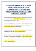 LEADERSHIP MANAGEMENT HESI EXIT  EXAM &vert; NEWEST ACTUAL EXAM  COMPREHENSIVE QUESTIONS AND  VERIFIED ANSWERS GRADED A&plus; &vert; 100&percnt;  PASS &vert; 2025 UPDATE&excl;