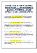 CERTIFIED LEGAL MANAGER ALA EXAM &vert;  NEWEST ACTUAL EXAM COMPREHENSIVE  QUESTIONS AND VERIFIED ANSWERS  GRADED A&plus; &vert; 100&percnt; PASS &vert; 2025 UPDATE&excl;