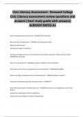 Civic Literacy Assessment - Broward College  Civic Literacy assessment review questions and  answers &lpar; best study guide with answers&rpar;  ALREADY RATED A&plus;