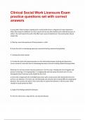 Clinical Social Work Licensure Exam practice questions set with correct answers&period;pdf