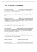 Top 10 Highest mountains Practice Exam Questions With Well Defined Answers&period;