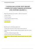 CAR DEALER LICENSE TEST 2024&sol;2025 COMPLETE PAPER VERIFIED QUESTIONS AND ANSWERS GRADED A&plus;
