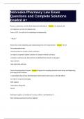 Nebraska Pharmacy Law Exam Questions and Complete Solutions Graded A&plus;